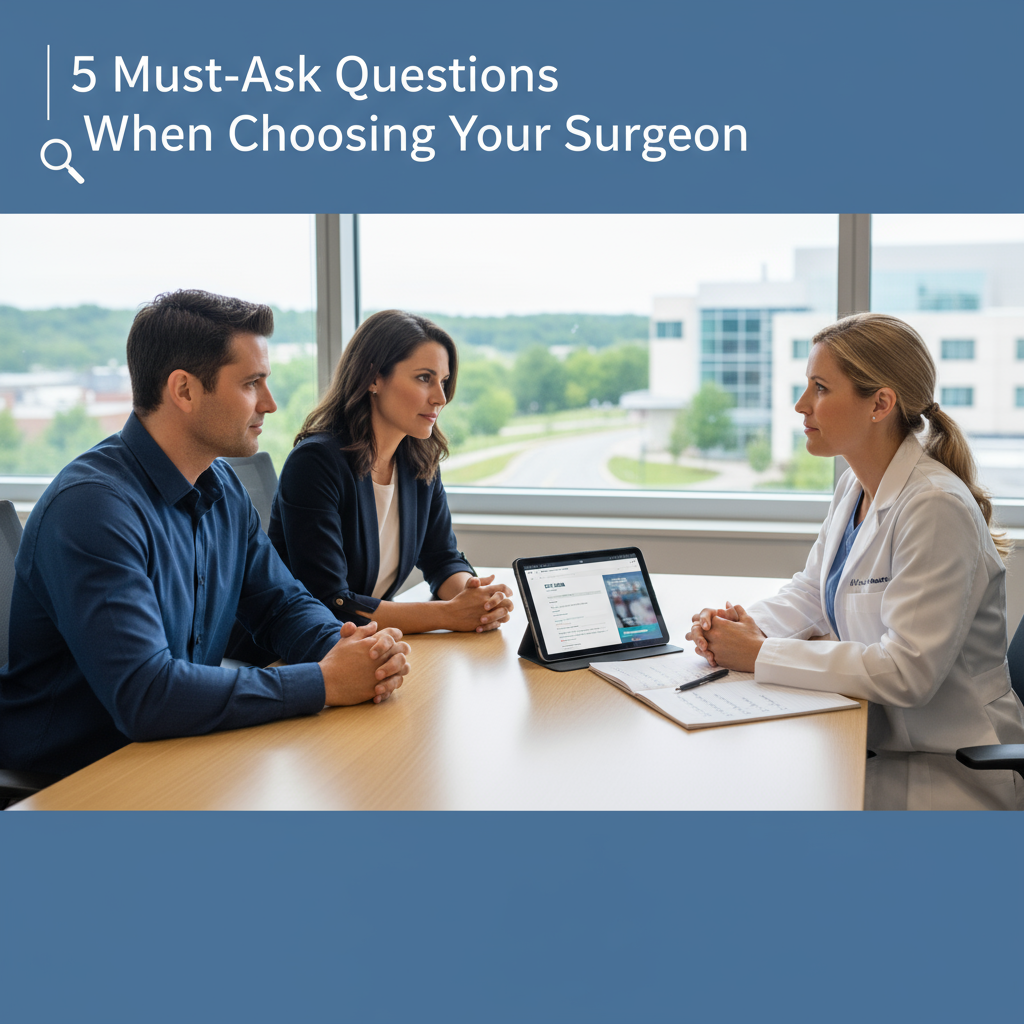 **Concise Alt Text:**
5 questions to find the right surgeon. Learn essential queries before your rge login to research surge